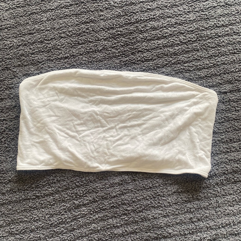 American Eagle Outfitters White Strapless Cropped Tube Top